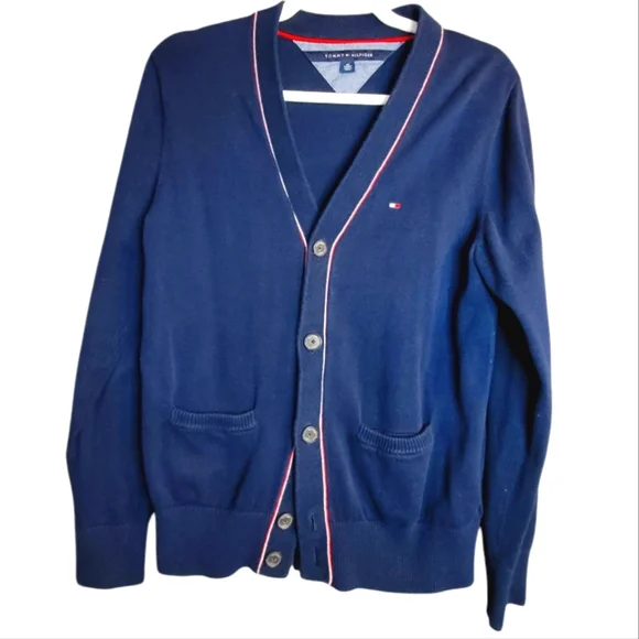 Tommy Hilfiger Navy Button-Up Cardigan Men’s L - Picture 3 of 7
